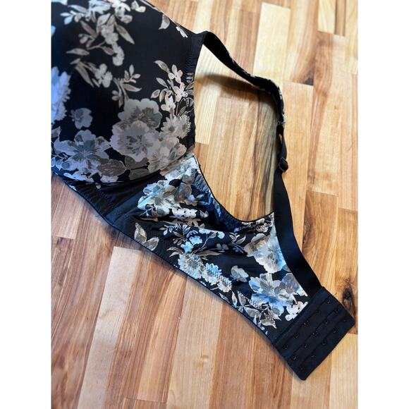 CACIQUE Underwire Lightly Lined Bra Sz 48DDD Dark Gray/Black With Floral Print - Picture 4 of 7